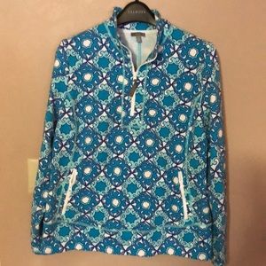 Half zip print top Lg,Talbots,beautiful print
